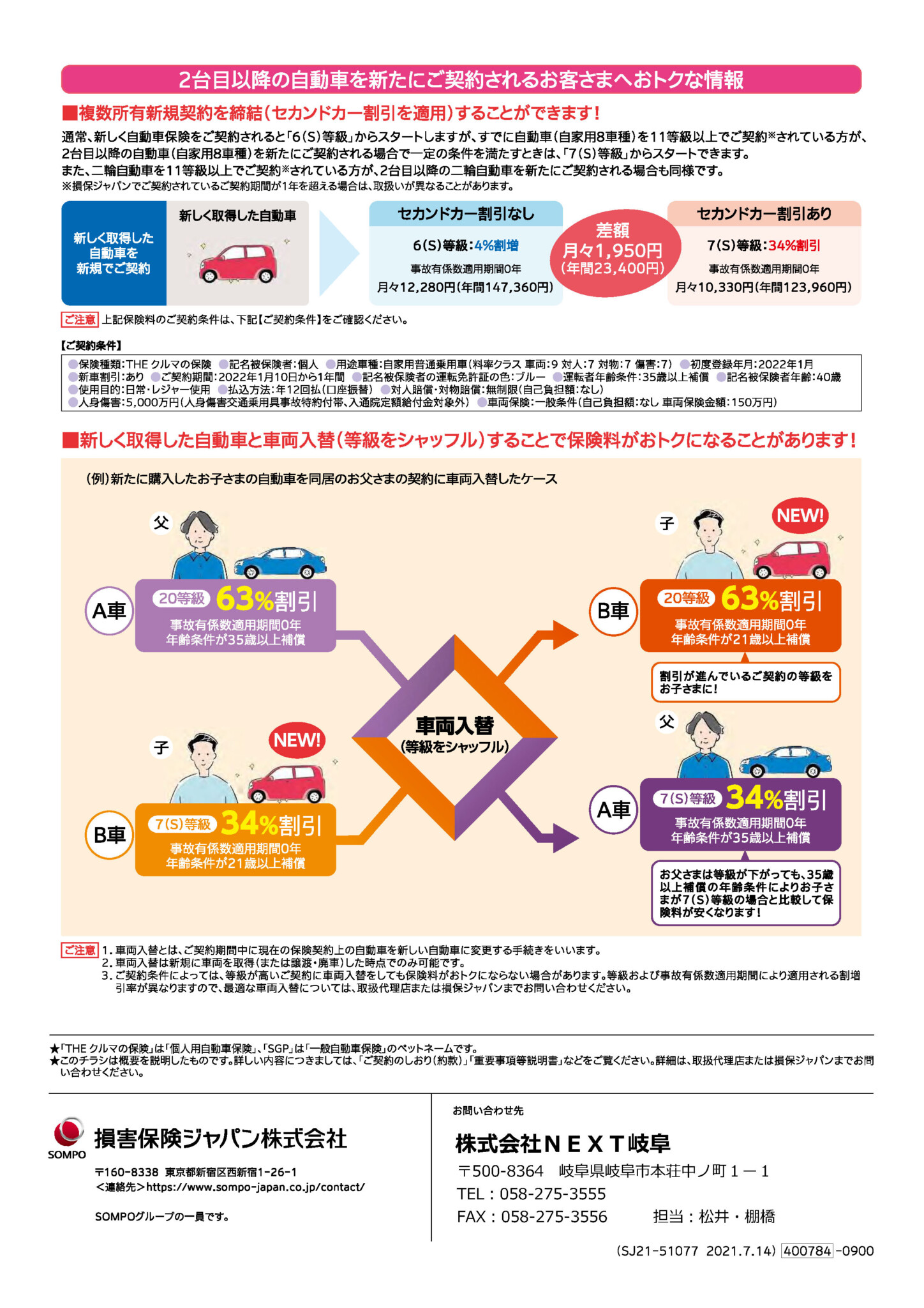 自動車を2台以上お持ちのお客さまなら自動車保険がさらにおトクに Hp制作 Pc保守 人材派遣のnext岐阜