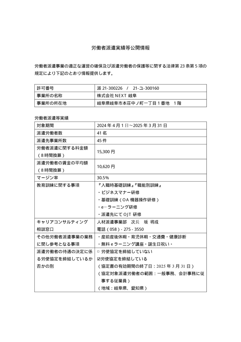 2024年度 労働者派遣実績等公開情報のサムネイル
