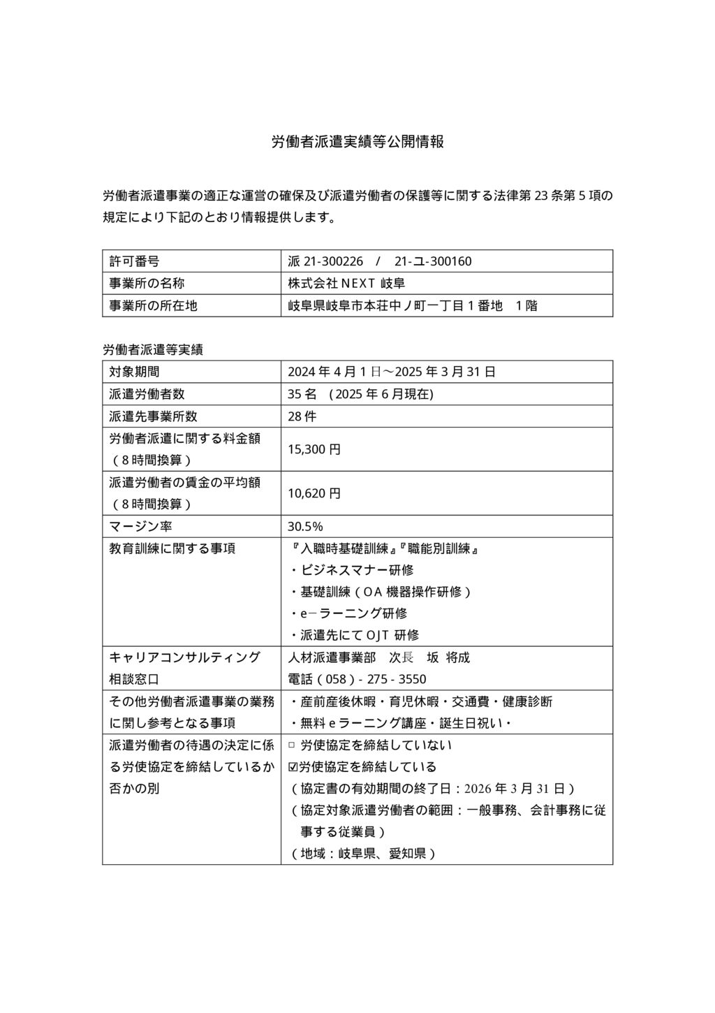 2024年度 労働者派遣実績等公開情報のサムネイル